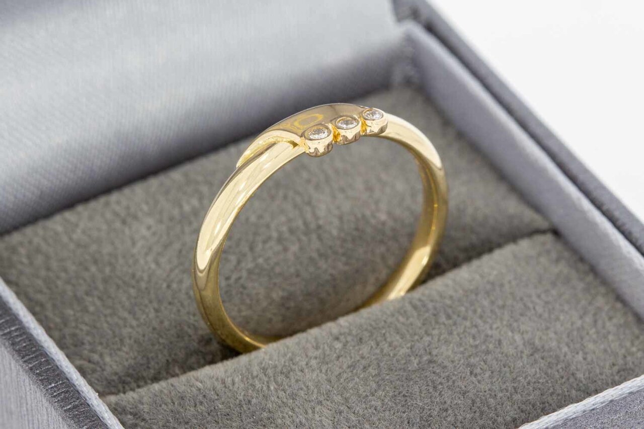 14 Karat Goldene Diamantring - 17,5 mm