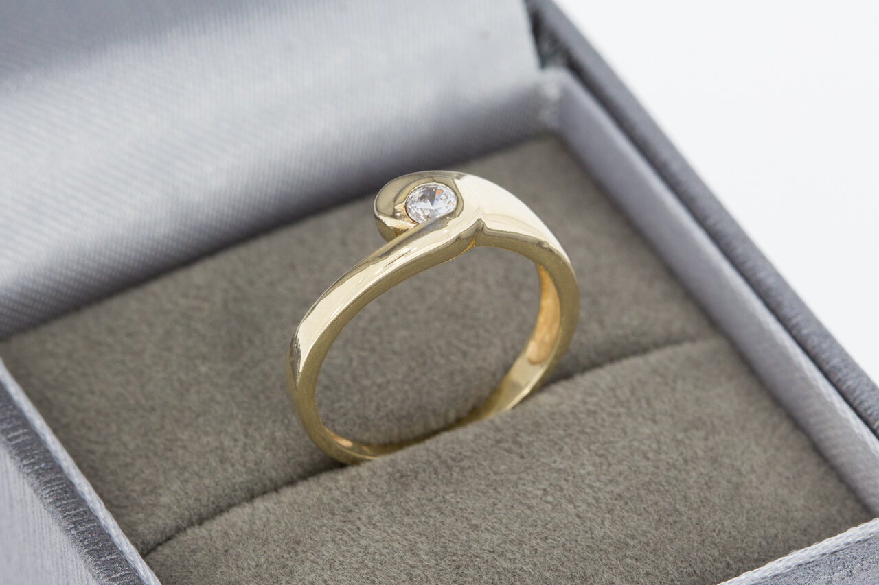 14 Karat Gold Zirkonia Ring - 15,5 mm