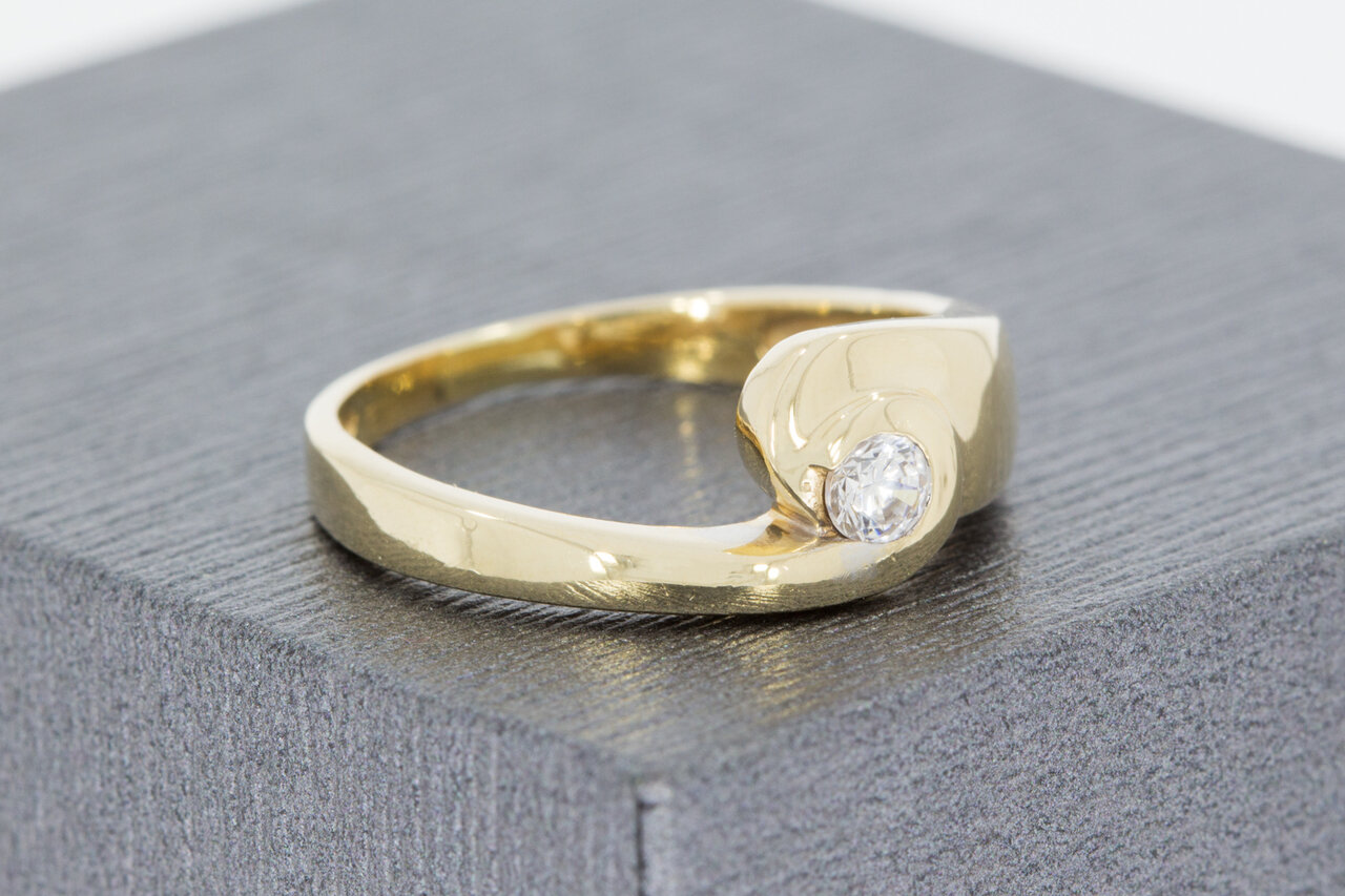 14 Karat Gold Zirkonia Ring - 15,5 mm