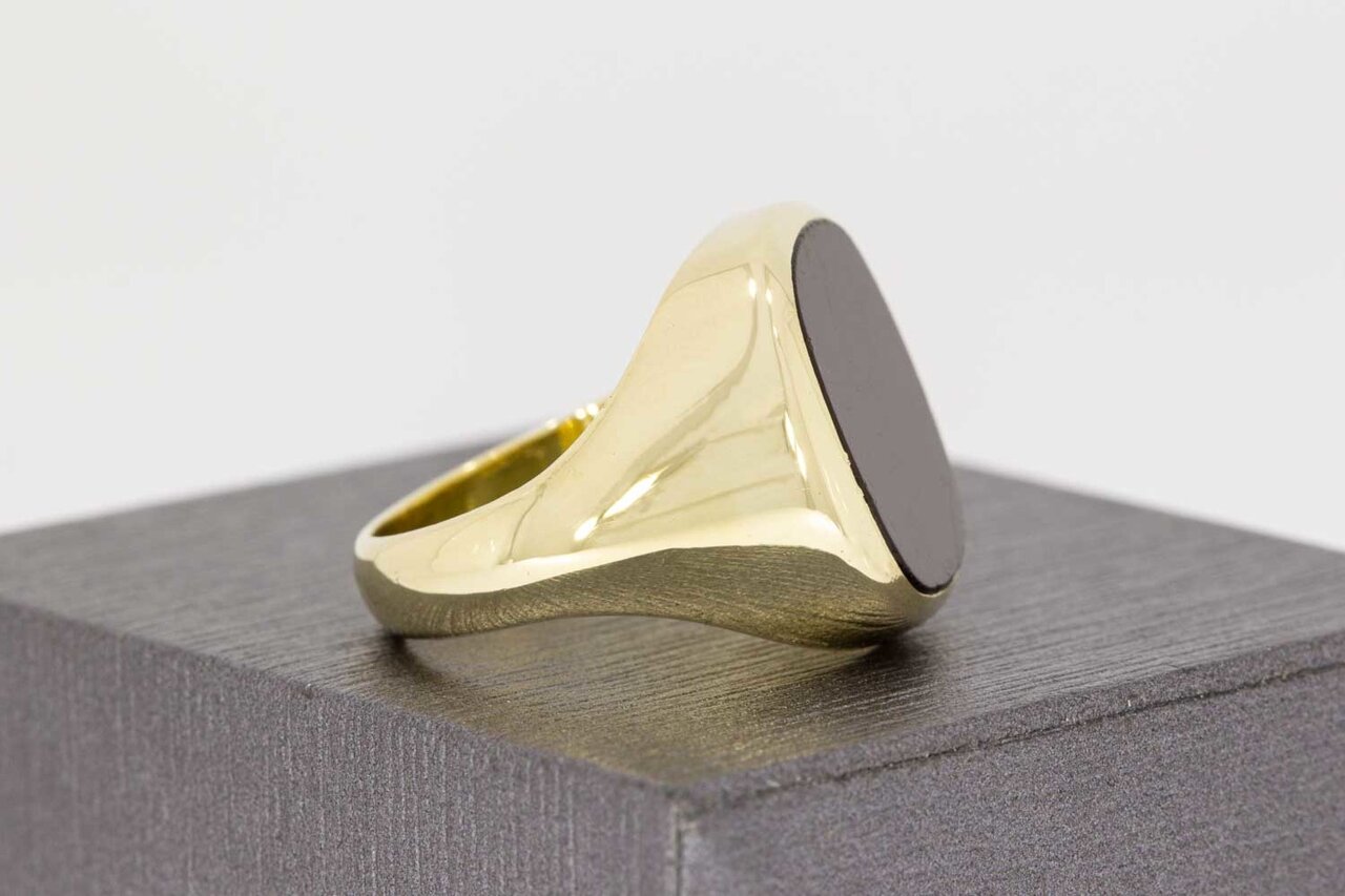 14 Karat Gold Siegelring mit Onyx - 17,9 mm