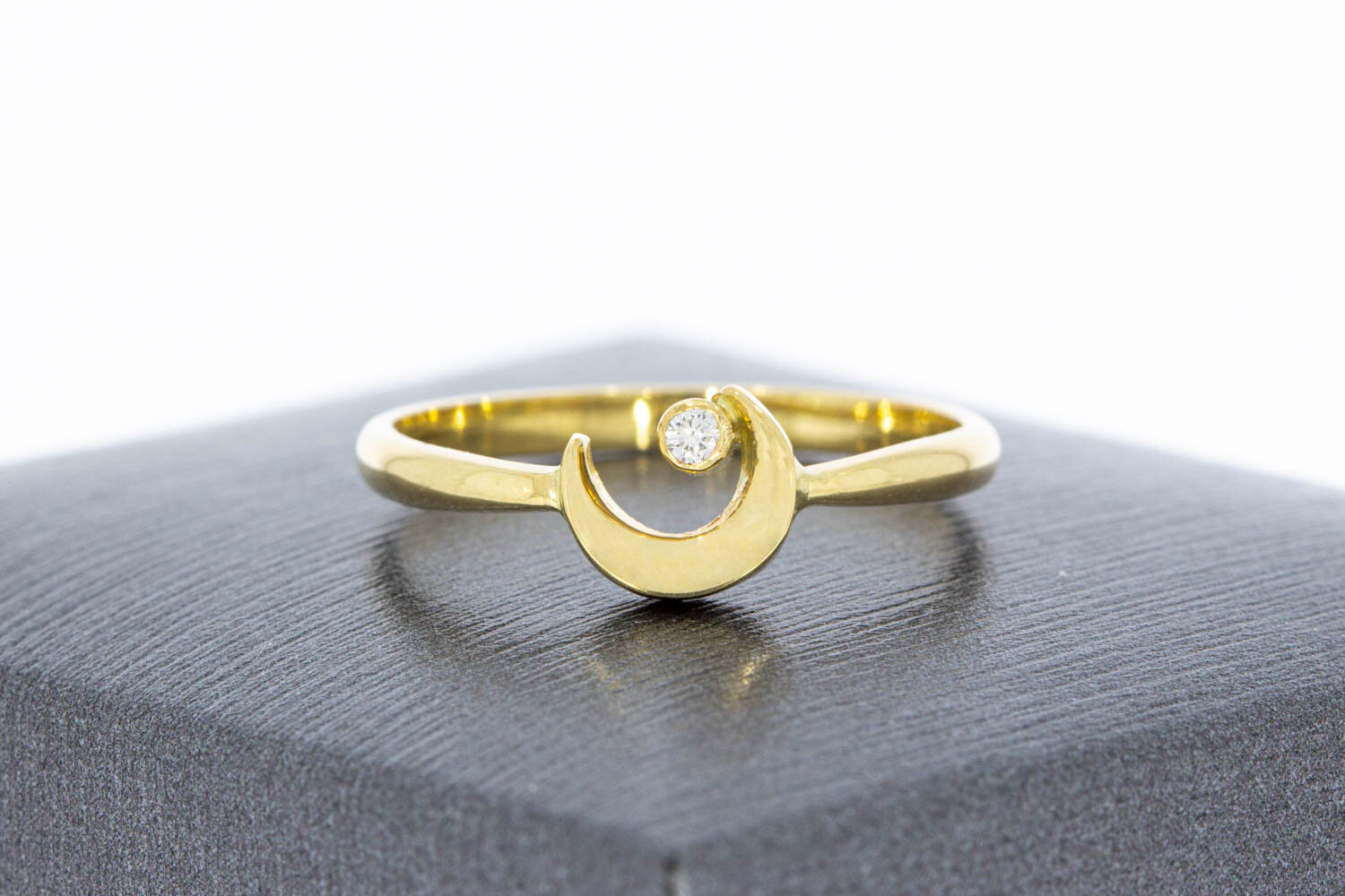 585 Halbmondring mit Diamant - 17,2 mm