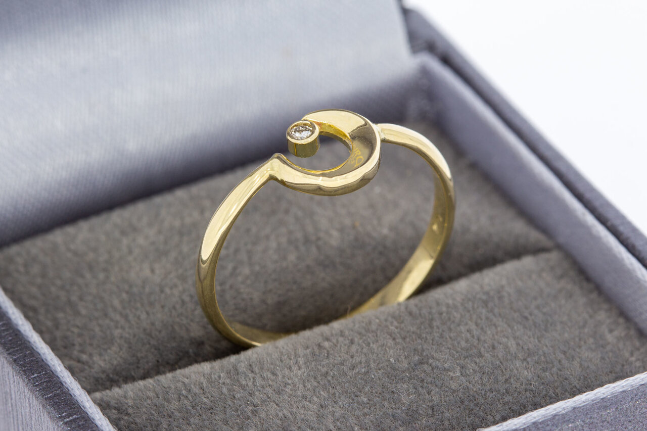 585 Halbmondring mit Diamant - 18 mm