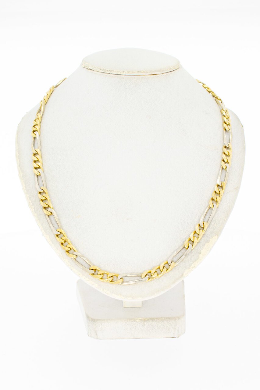 Figaro Kette 18 Karat bicolor Gold - 89,5 cm