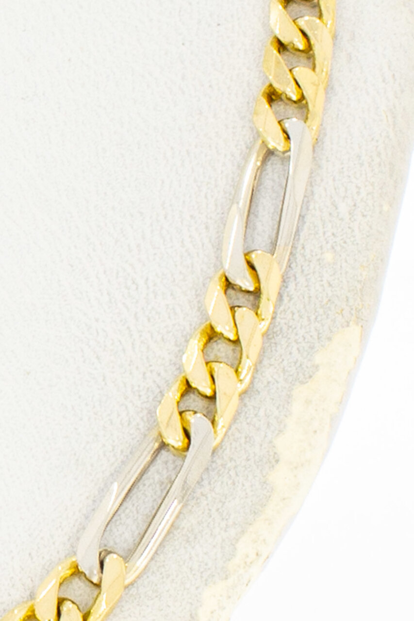 Figaro Kette 18 Karat bicolor Gold - 89,5 cm
