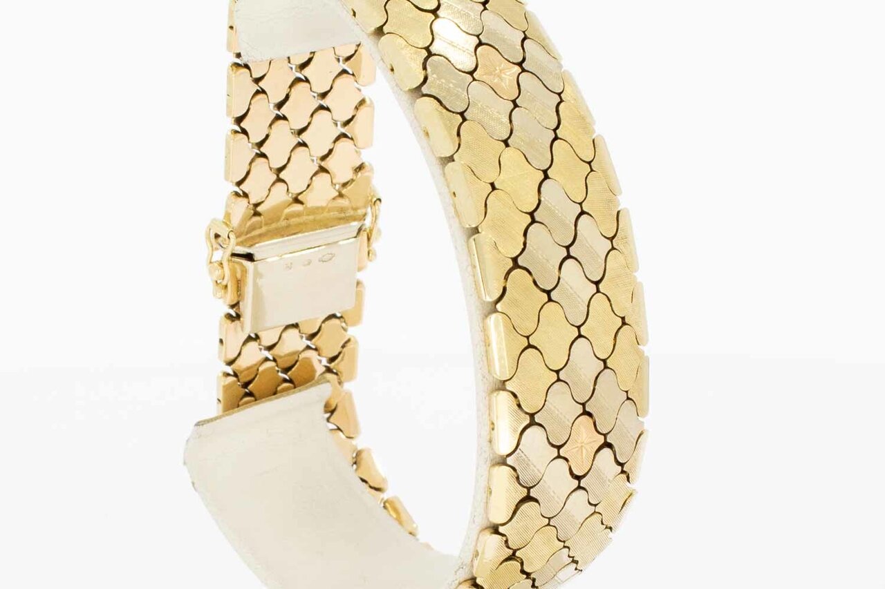 Breites figuriertes Gold Armband 14 Karat - 21 cm