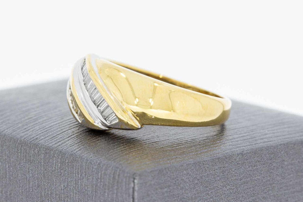 Bicolor 18 Karat Gold Bandring mit Diamant - 18,5 mm