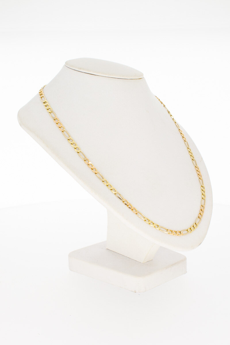 Tricolor 14 Karat Figaro Goldkette - 46,1 cm