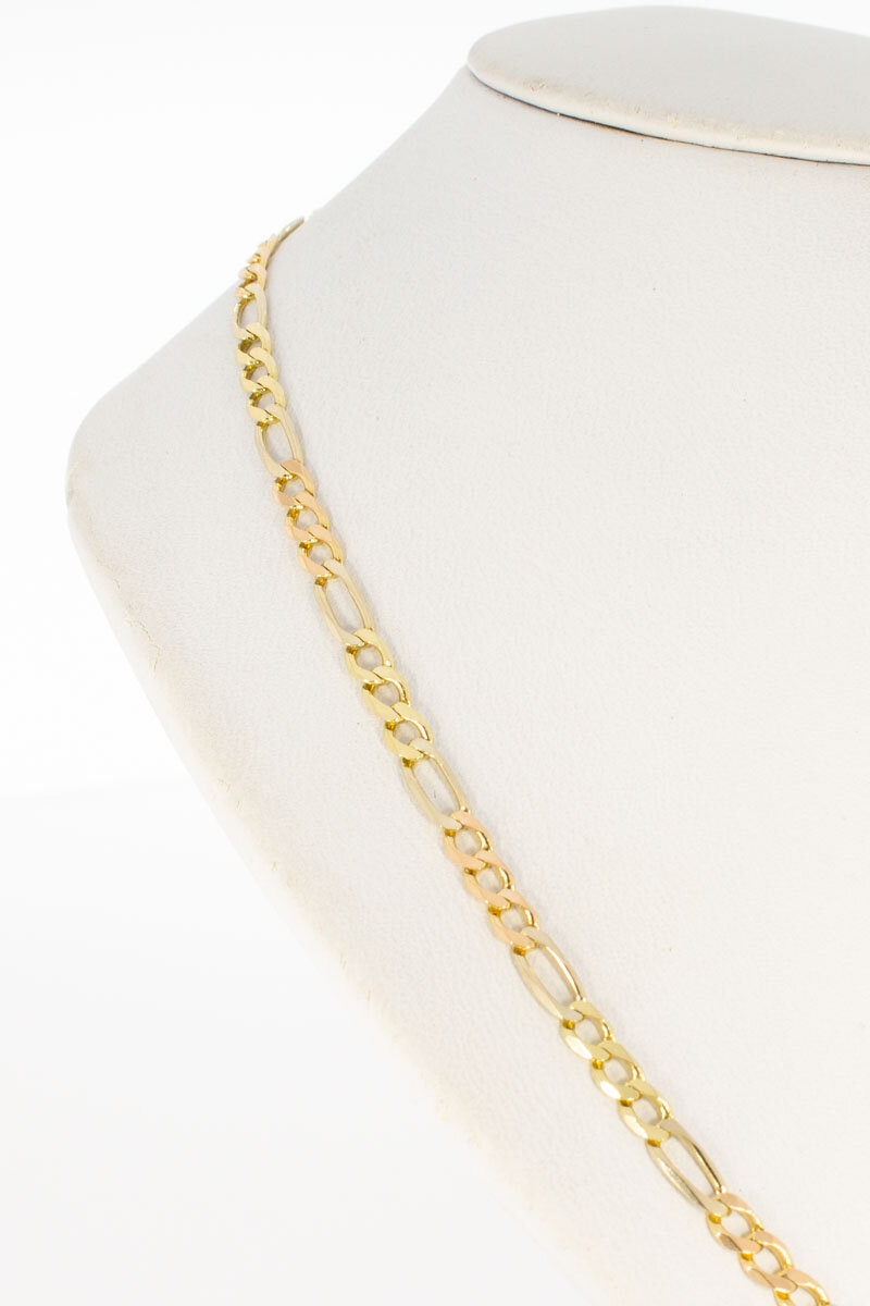 Tricolor 14 Karat Figaro Goldkette - 46,1 cm