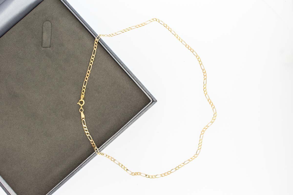 Tricolor 14 Karat Figaro Goldkette - 46,1 cm