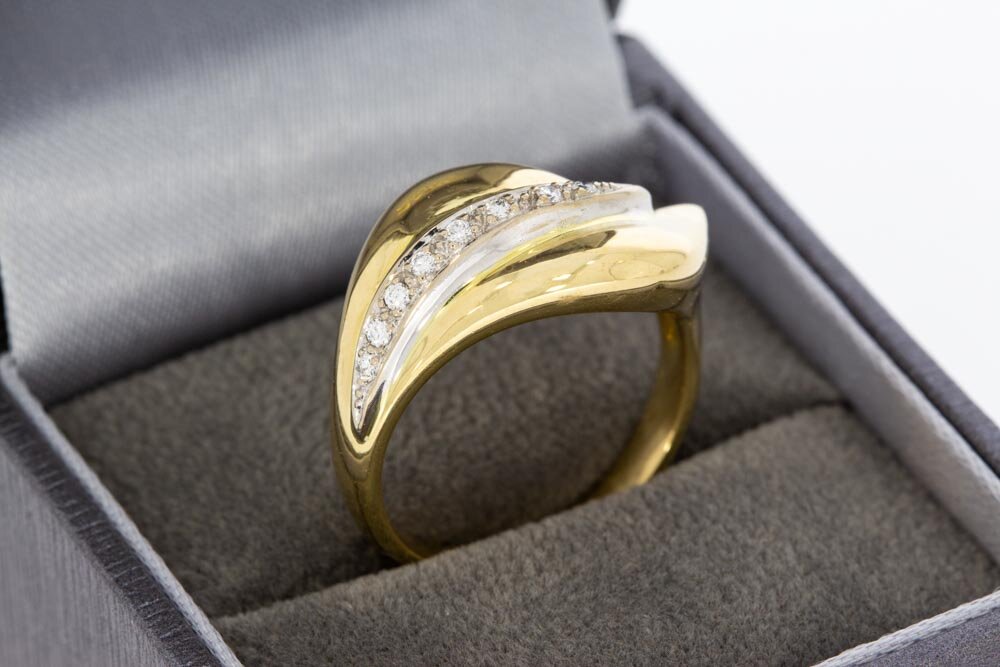 18 Karat bicolor Diamant Goldring - 18 mm