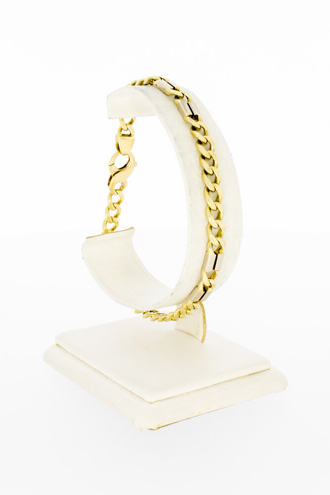 Bicolor 14 Karat Panzer Armband - 21 cm