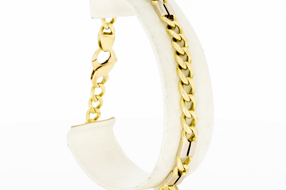 Bicolor 14 Karat Panzer Armband - 21 cm