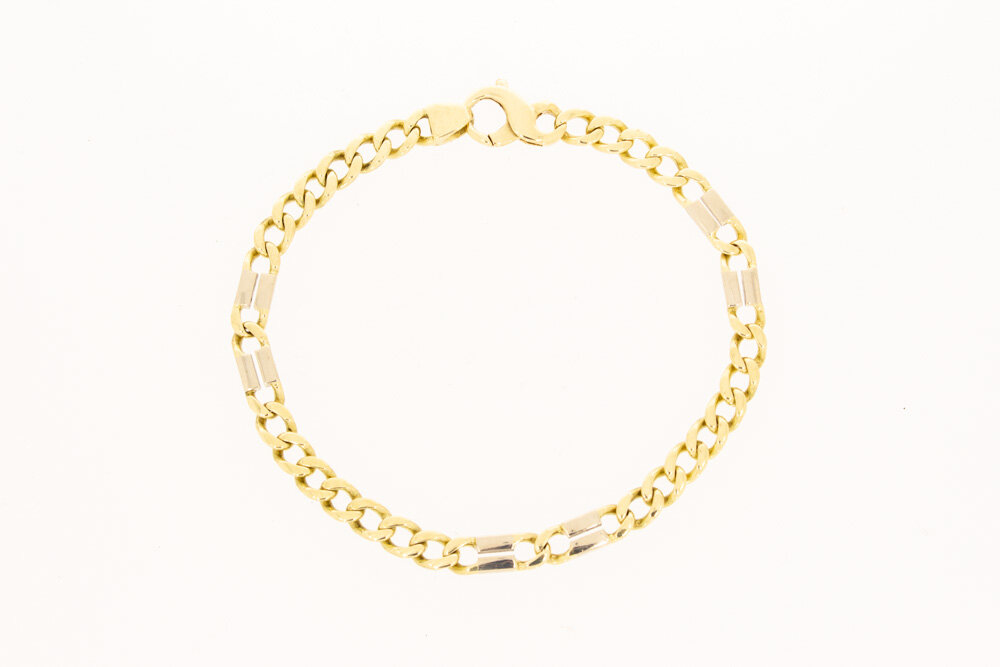 Bicolor 14 Karat Panzer Armband - 21 cm