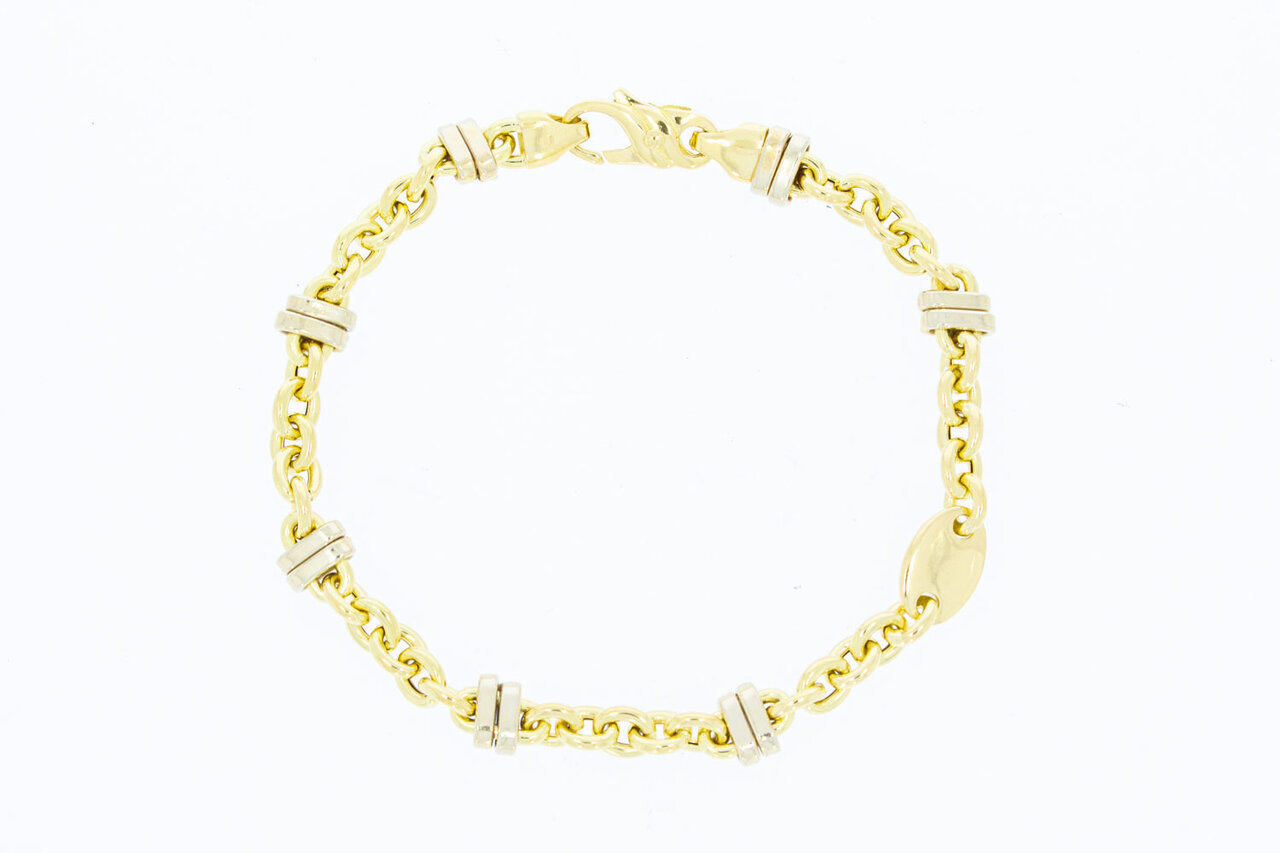 Bicolor Anker Armband 18 Karat Gold - 19,1 cm