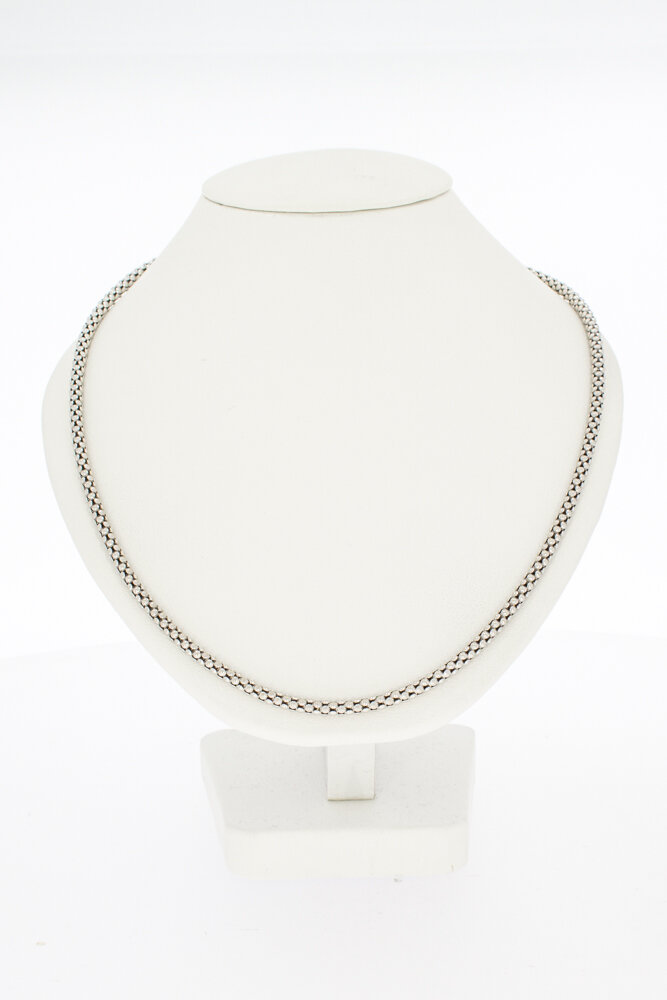 Popcorn Kette 750 Weißgold - 46 cm