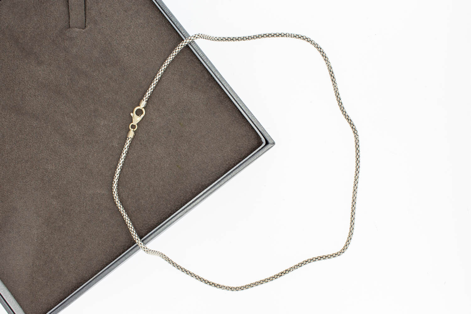 Popcorn Kette 750 Weißgold - 46 cm