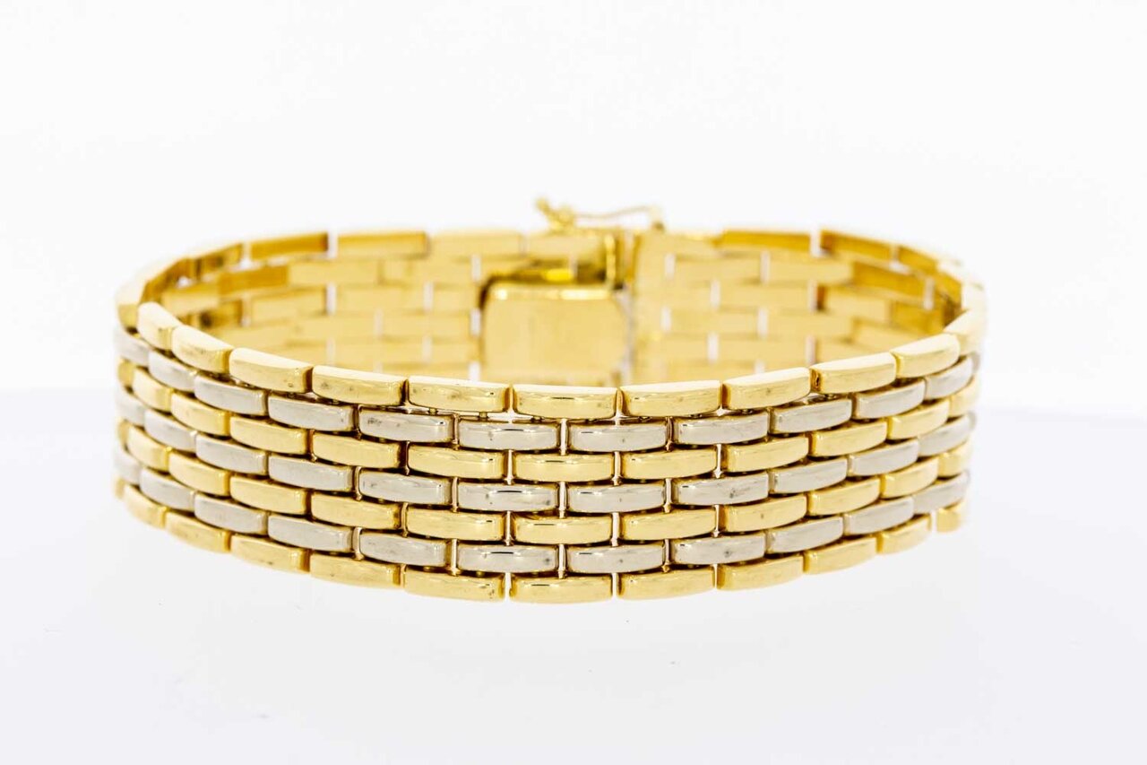 Breites bicolor 750 Gold Armband - 20 cm