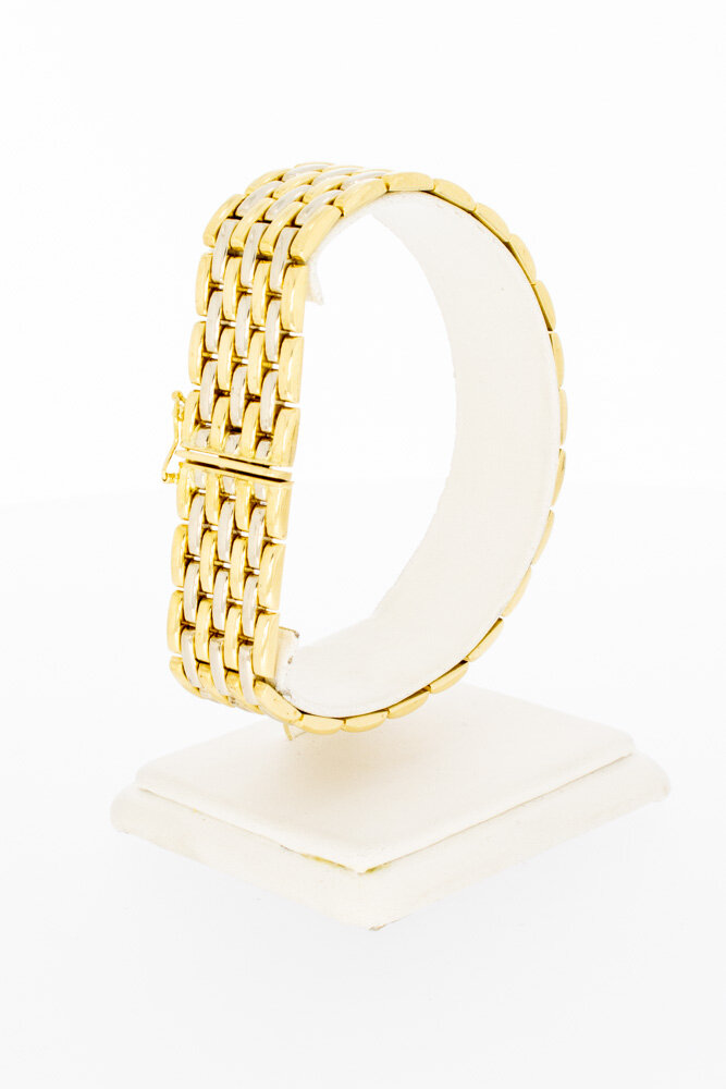 Breites bicolor 750 Gold Armband - 20 cm