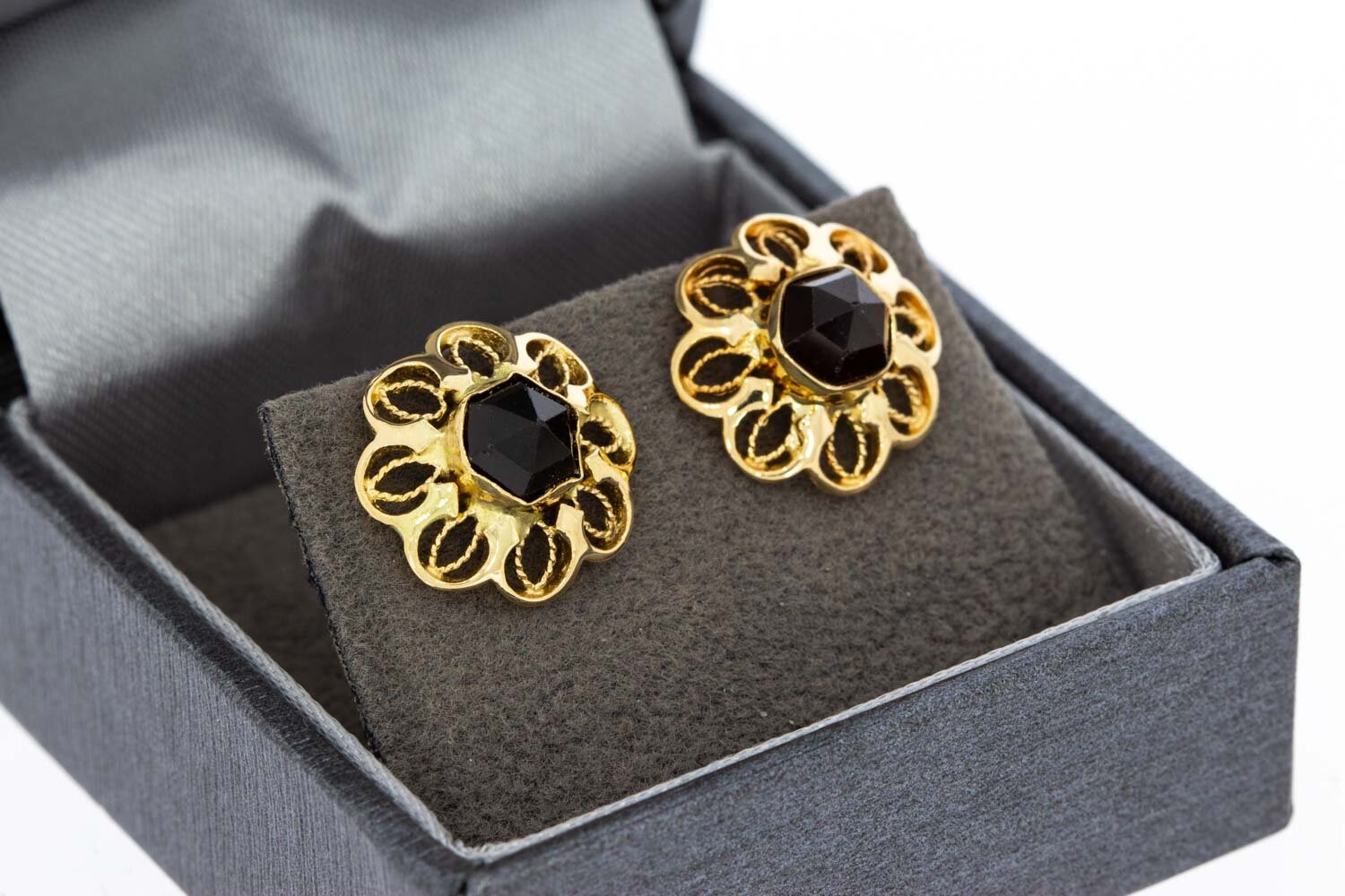 Granat 585 Gold Ohrstecker - 13,6 mm