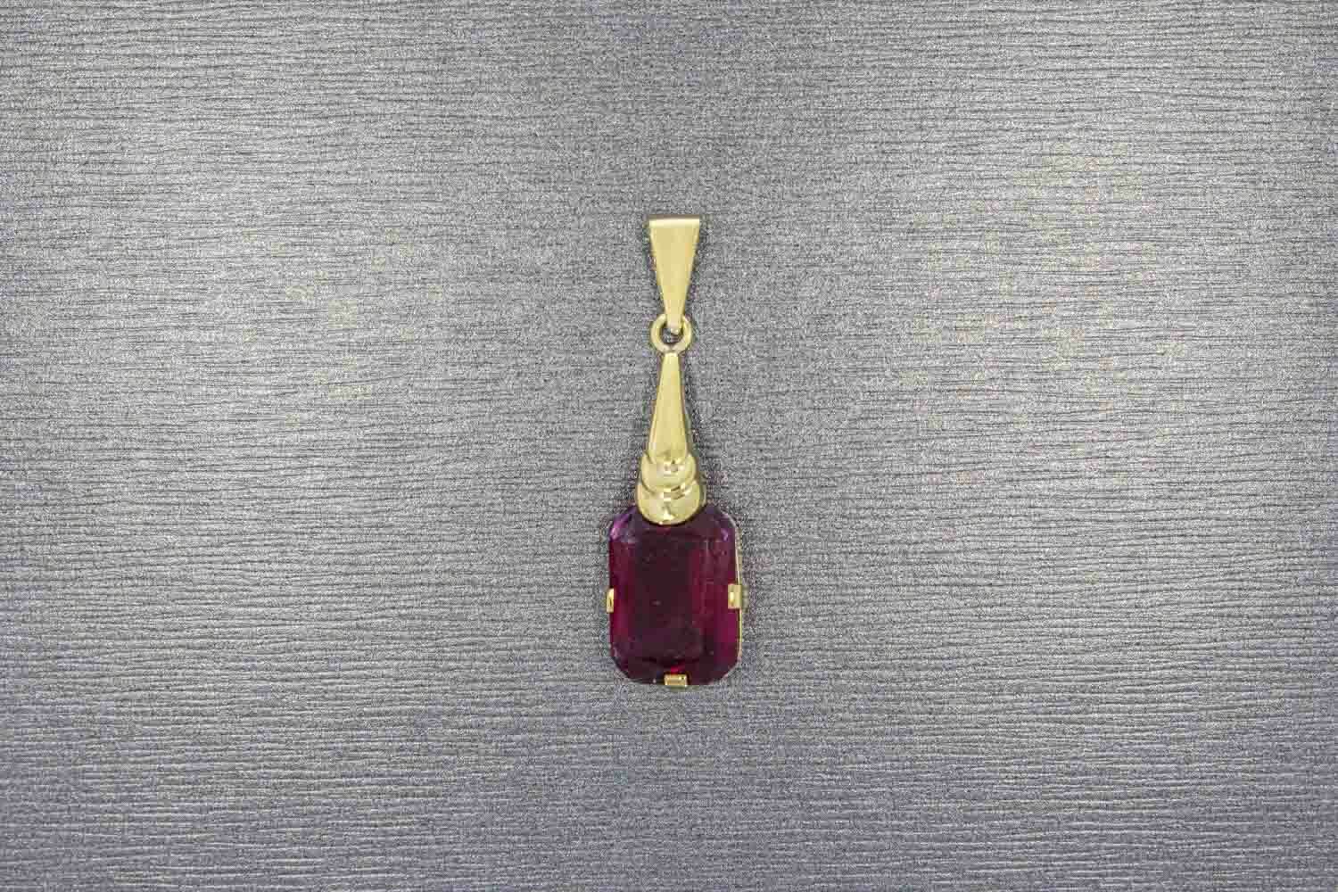 Vintage Rubin Anhänger 585 Gold - 3,4 cm