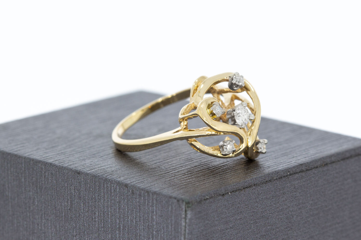14 Karat Gold Damenring mit Diamanten - 17,6 mm