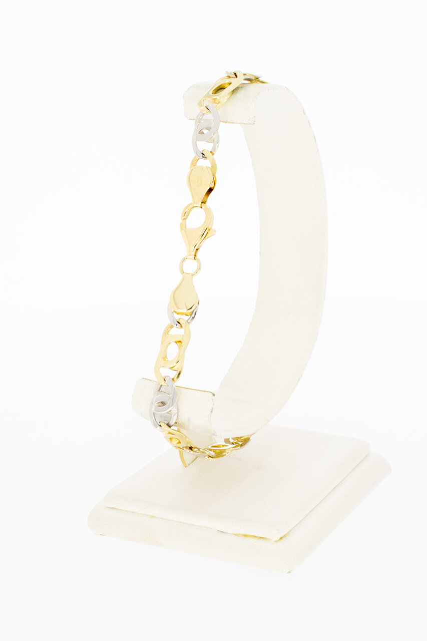 Bicolor 14 Karat  Falkenaugen Goldarmband - 23,4 cm