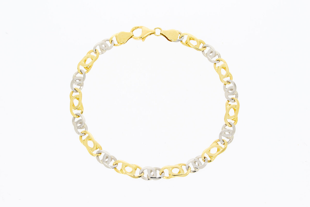 Bicolor 14 Karat  Falkenaugen Goldarmband - 23,4 cm