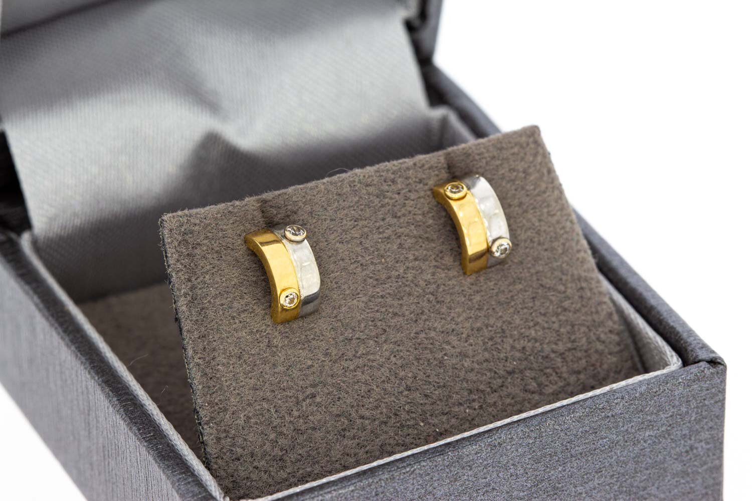 Bicolor Damen Ohrstecker 14 Karat Gold