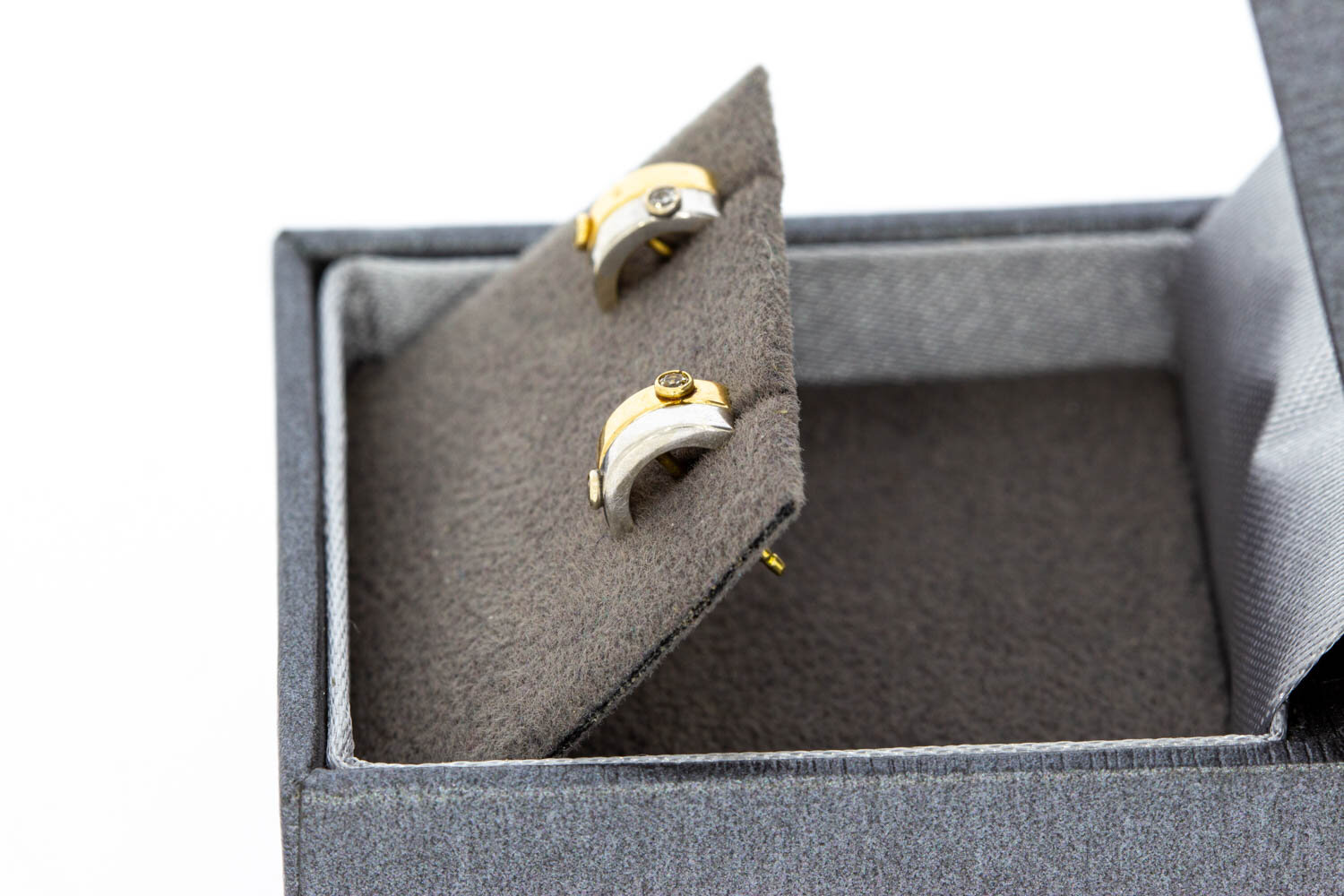 Bicolor Damen Ohrstecker 14 Karat Gold