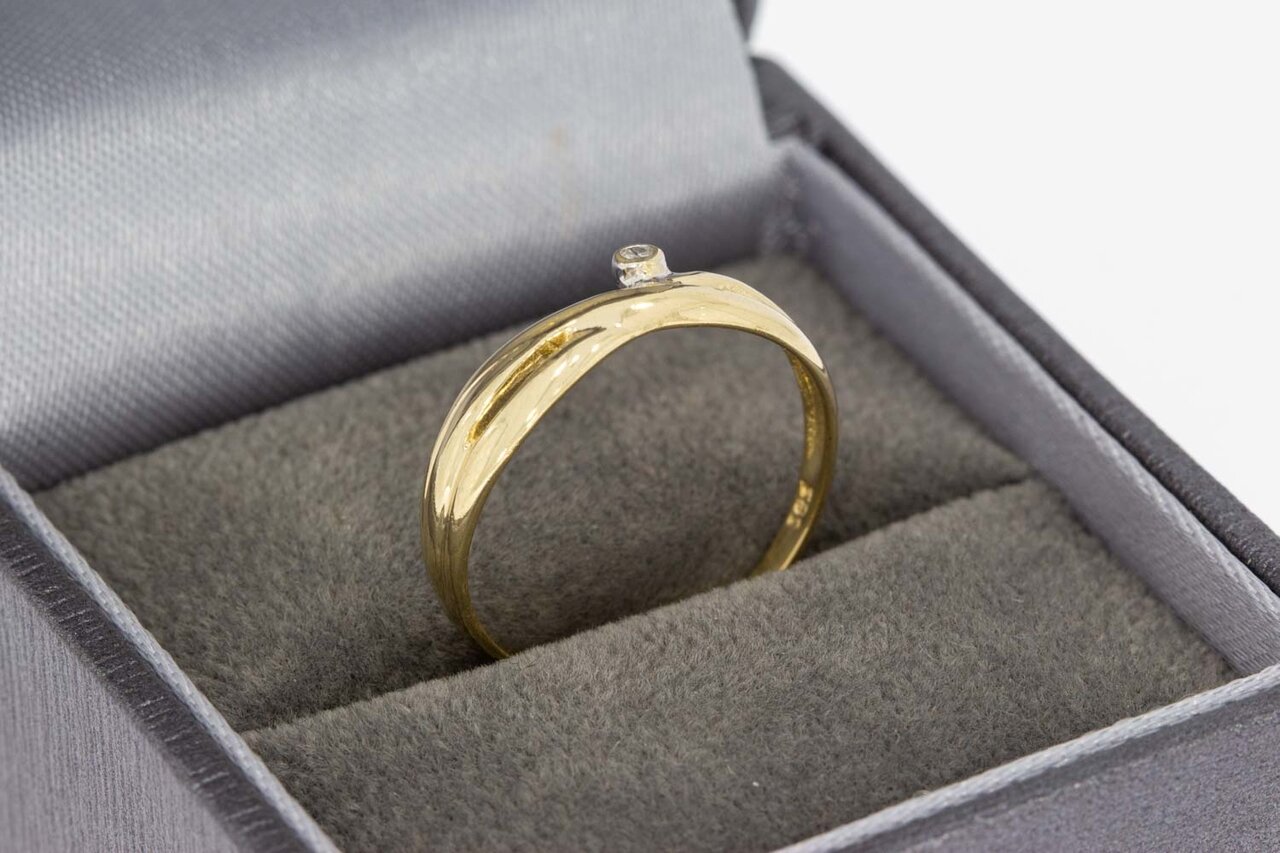 14 Karat Gold Damen Diamant Ring - 17,2 mm