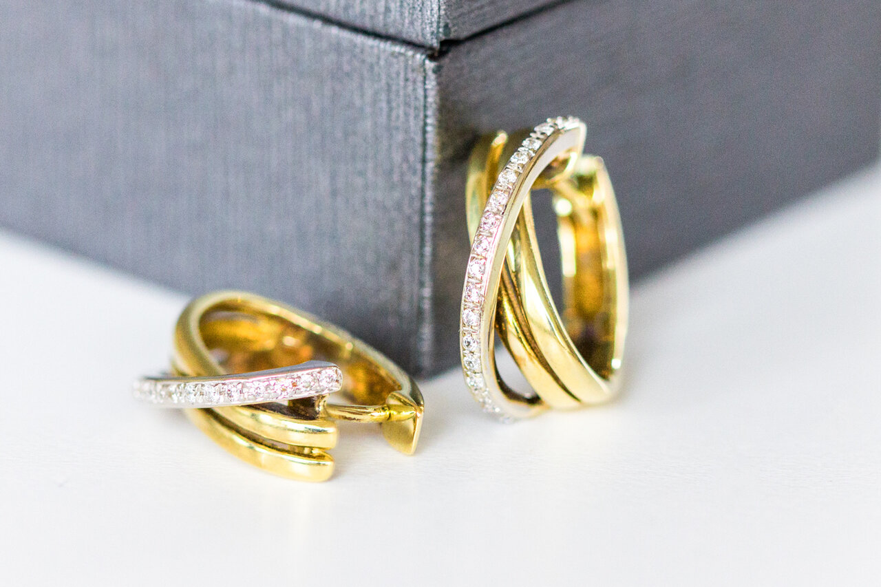 9 Karat Bicolor Ohrringe mit Zirkonia