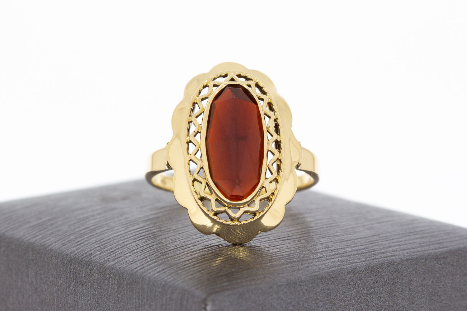 Vintage Granat Goldring 14 Karat - 18,5 mm