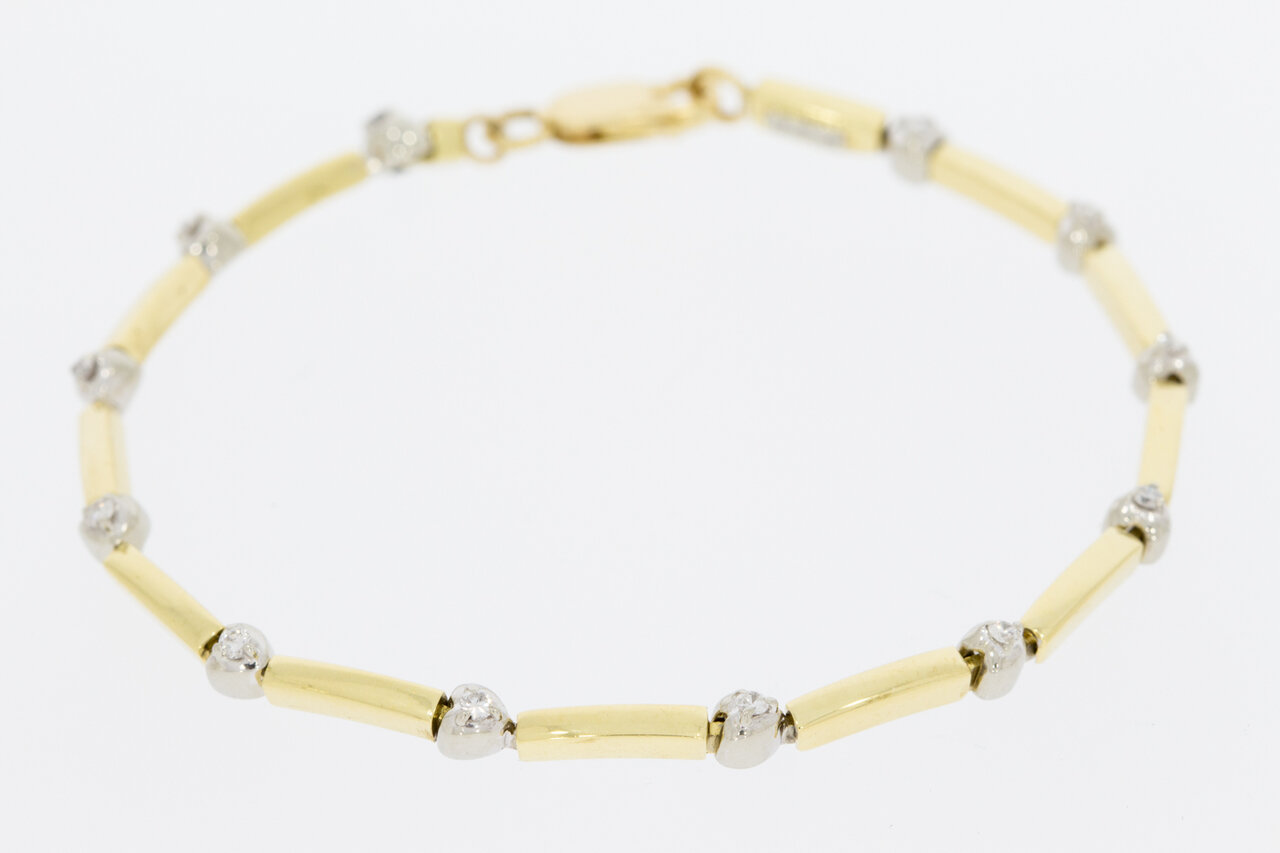 Bicolor 750 Gold Tennis Armband - 19 cm