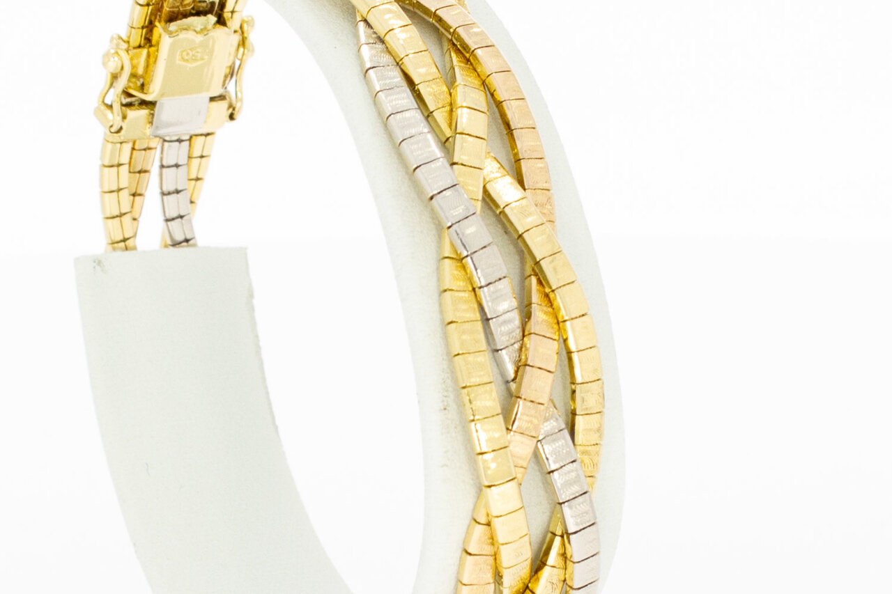geflochtenes Tricolor 750 Gold Armband - 19,1 cm