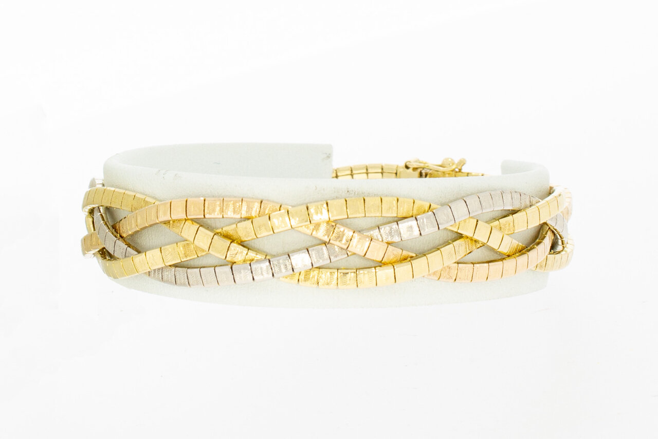 geflochtenes Tricolor 750 Gold Armband - 19,1 cm