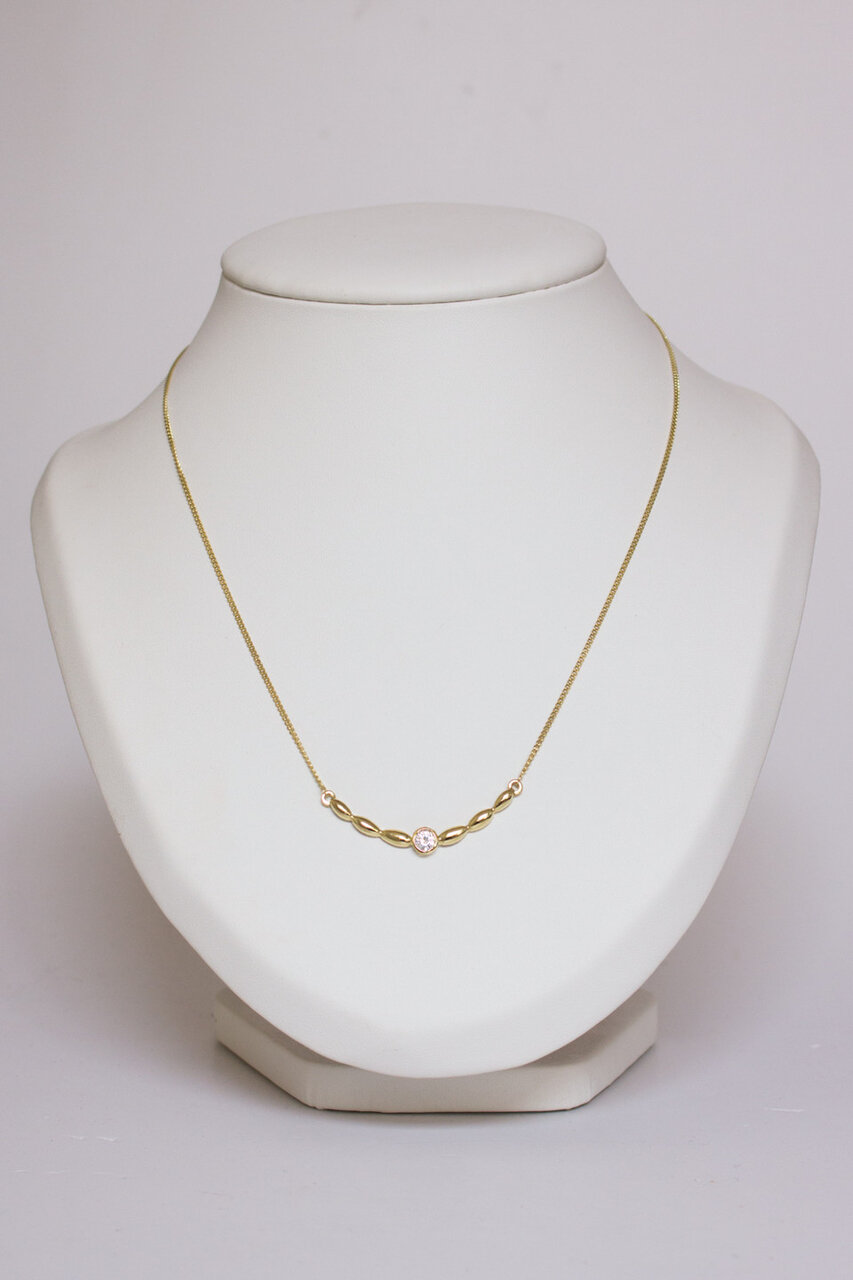 8 Karat Goldkette mit Zirkonia Anhänger - 50 cm