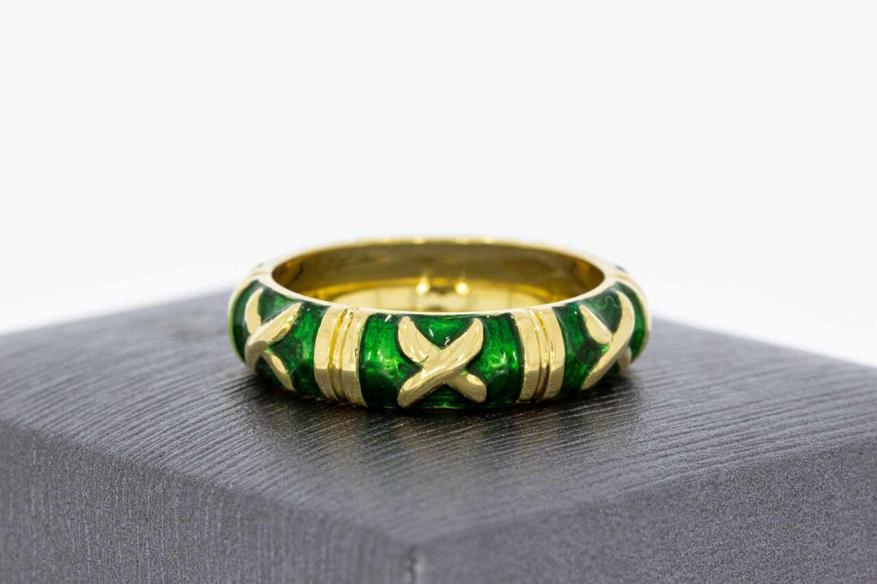 18 Karat Ring mit Emaille - 18,6 mm