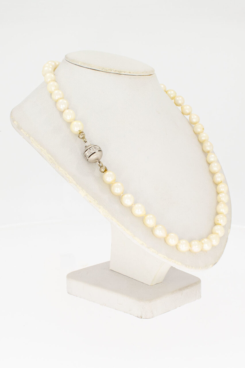 585 Perlenkette mit  Diamant - 73 cm