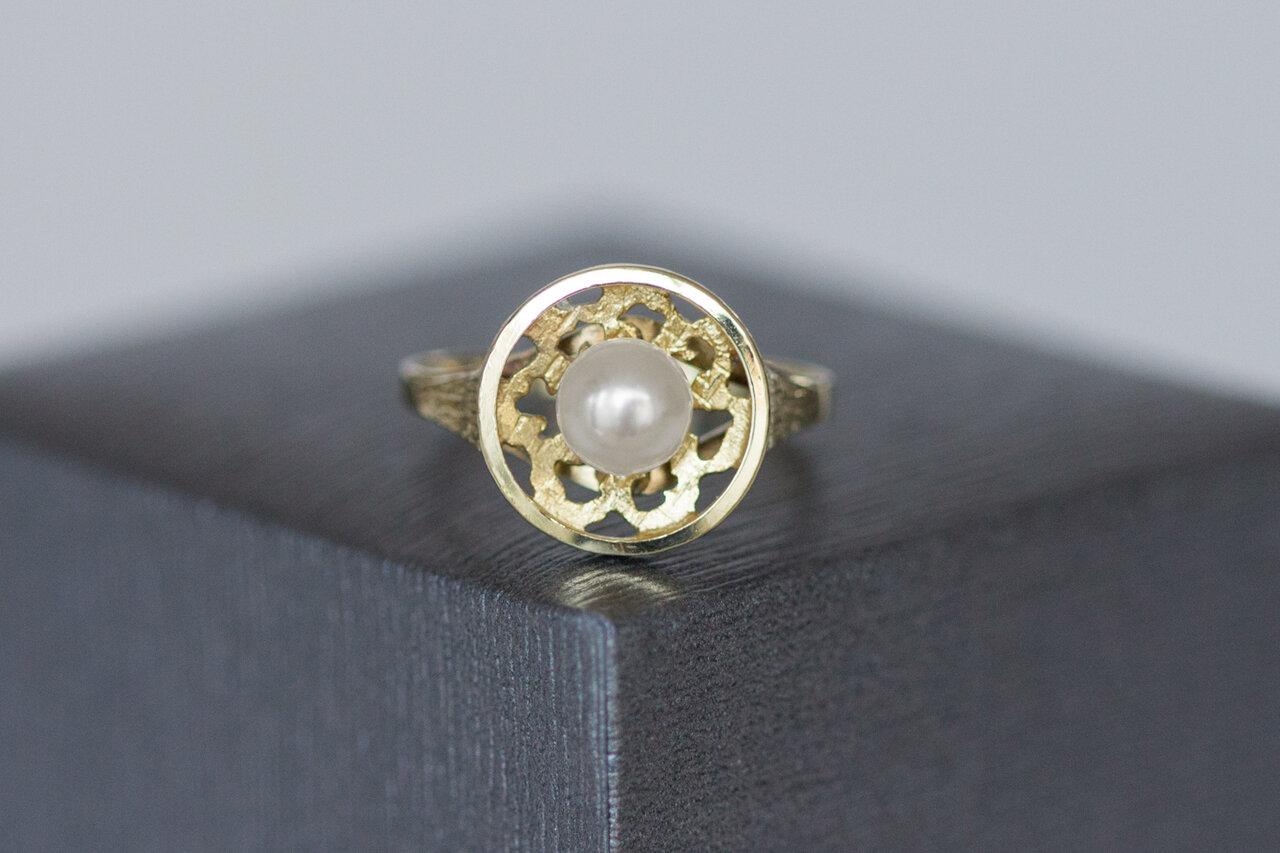 Vintage Perlenring 14 Karat Gelbgold -17,8 mm