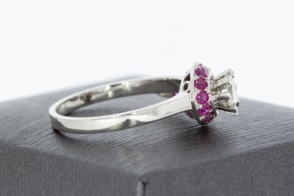 18 Karat Goldring mit Saphir und Diamant - 18