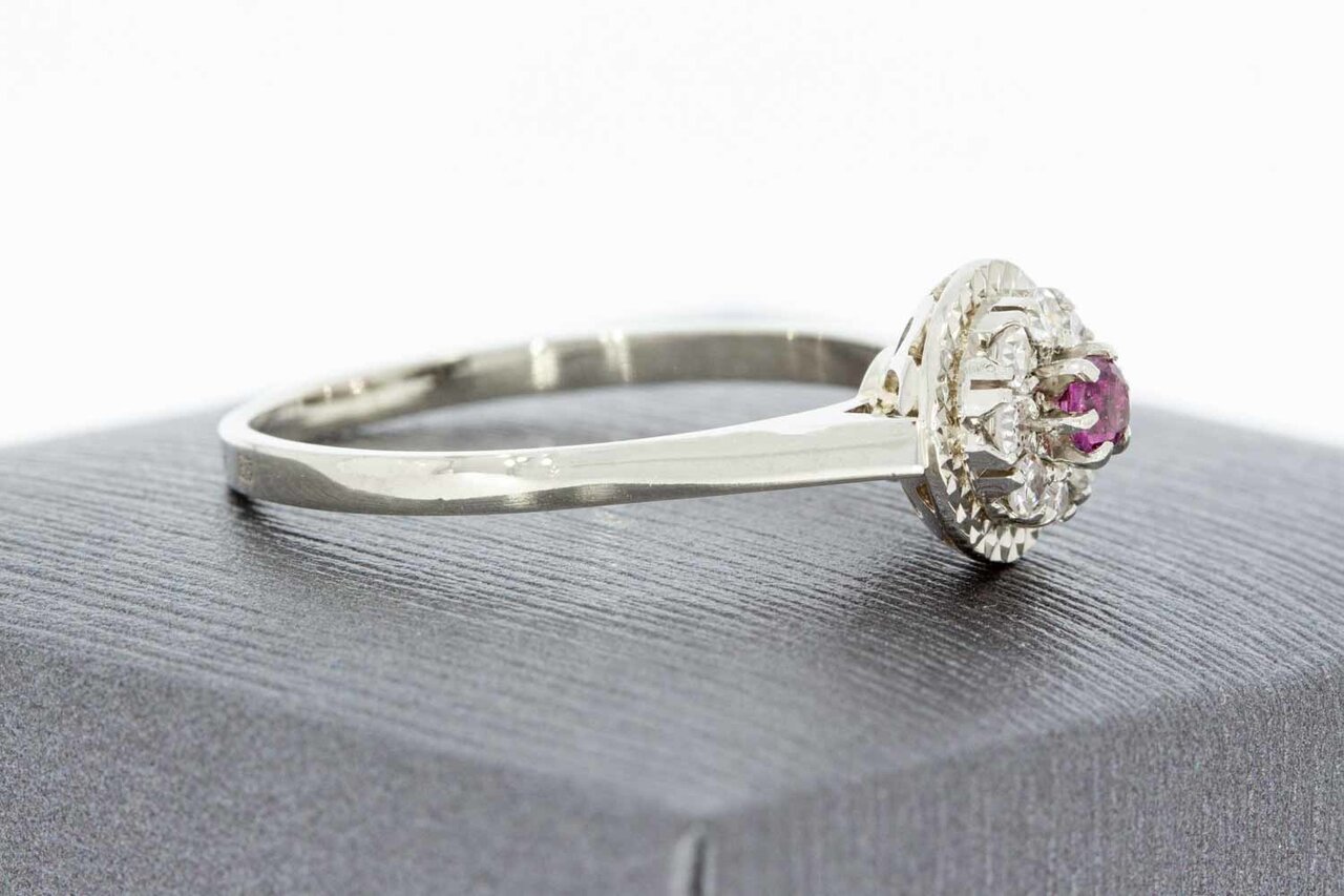Rubin Goldring 14 Karat mit Diamant - 19,4 mm