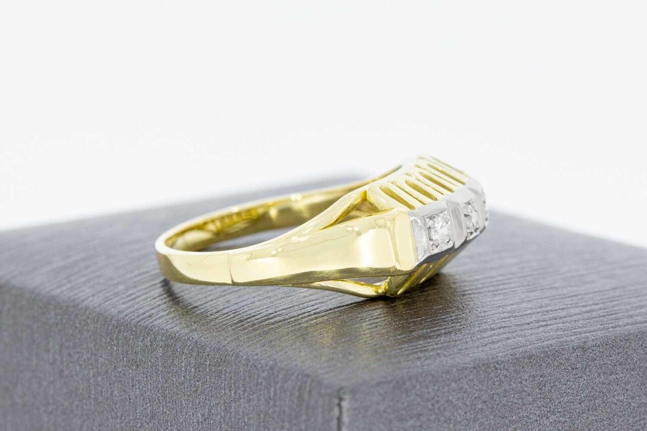 Bicolor 585 Goldring mit Diamant - 17,4 mm
