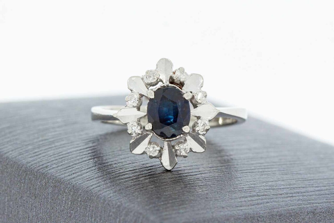 585 Gold Saphir ring mit Diamant - 15,2 mm