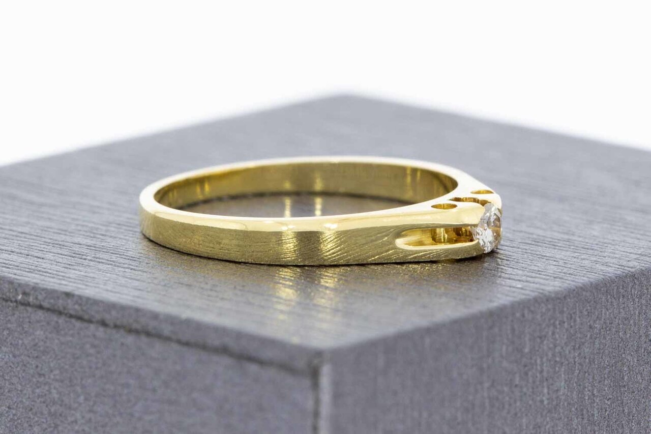 14 Karat Gold Solitärring mit Diamant - 17,3 mm