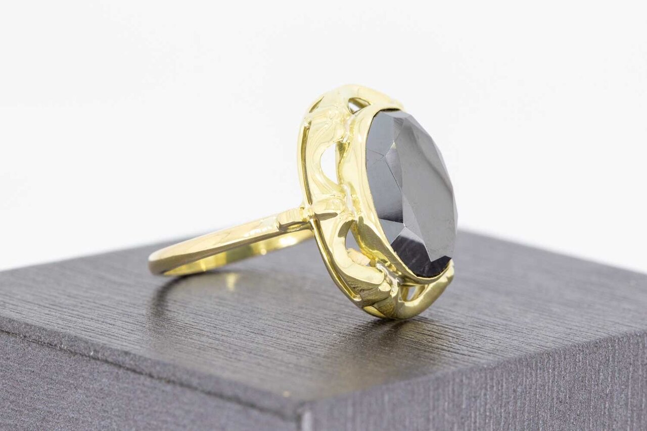 Retro Gold Hämatit Ring 14 Karat - 18,2 mm