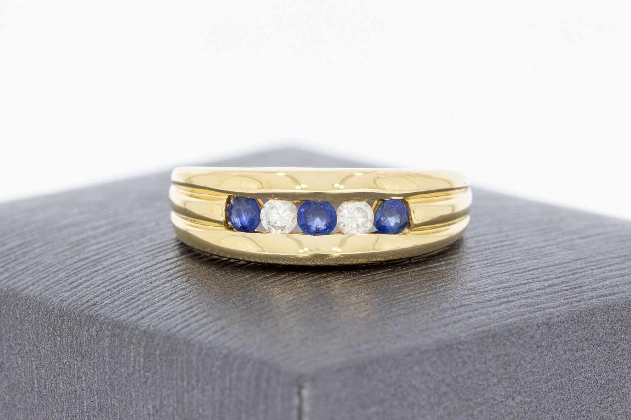14 Karat Gelbgold mit Saphir ring - 17,9 mm