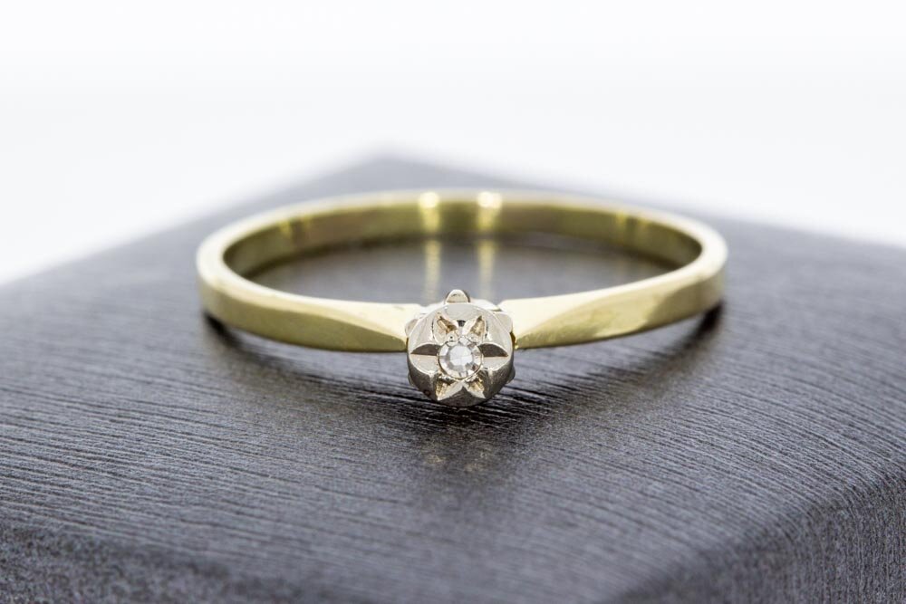 14 Karat bicolor Diamant Ring - 18,9 mm