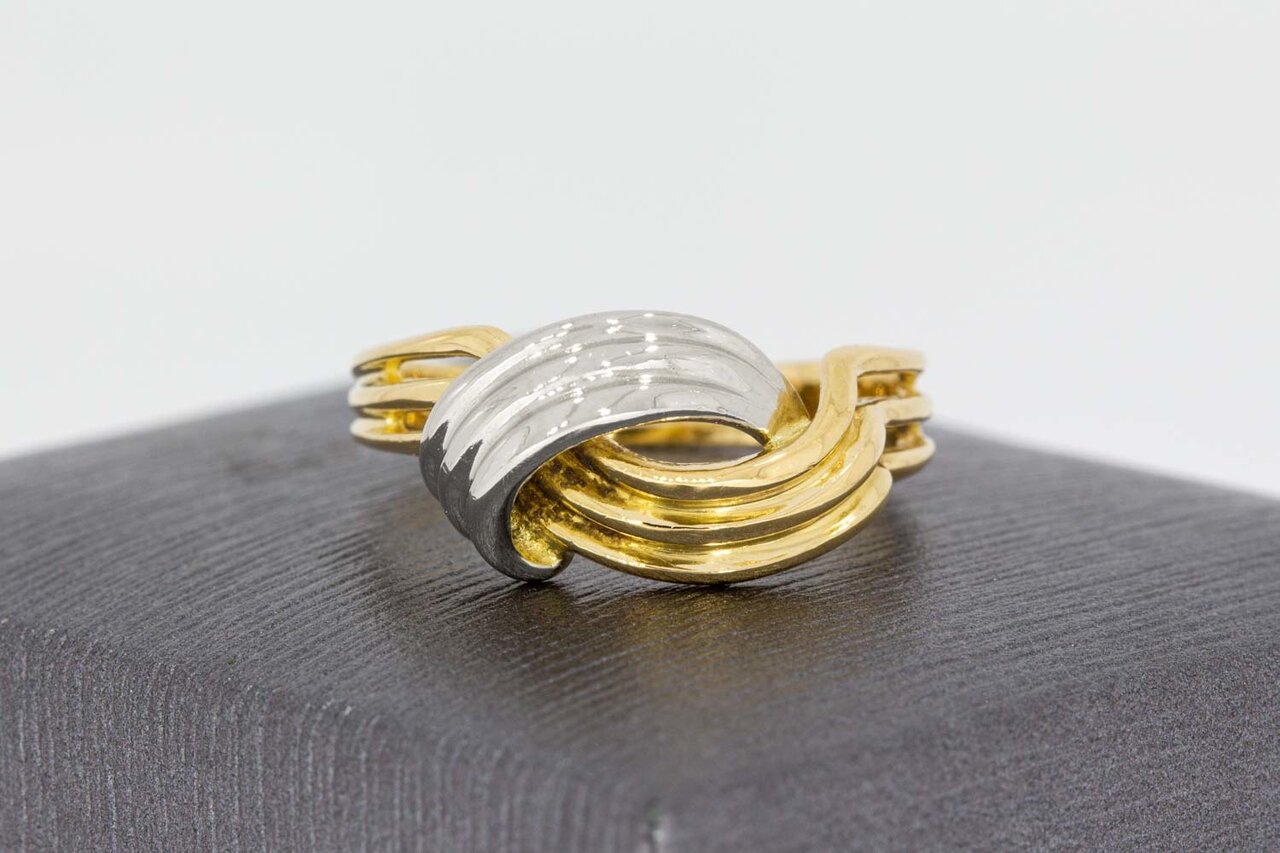 18 Karat bicolor Gold Knopf Ring - 18,3 mm