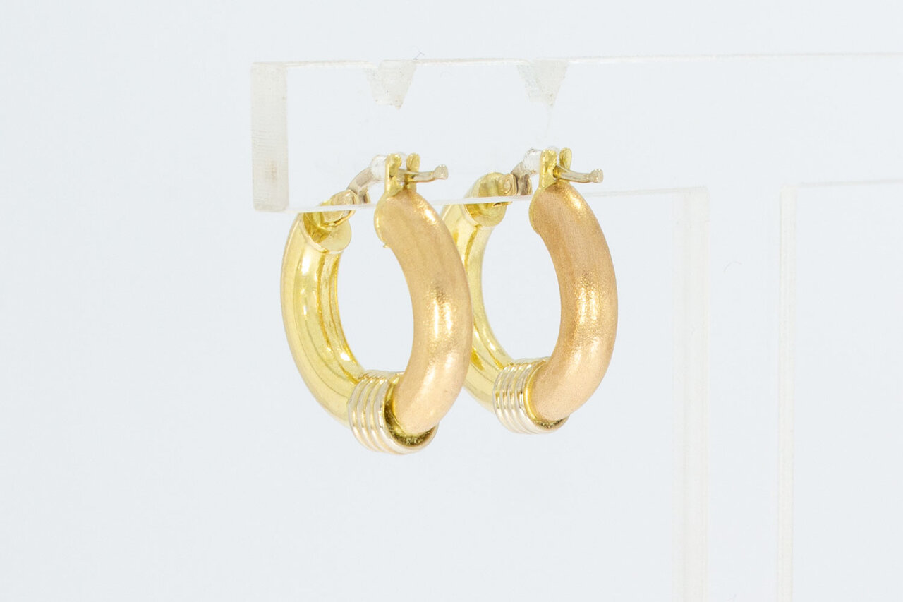 Tricolor 750 Goldene Kreolen - 1,8 cm