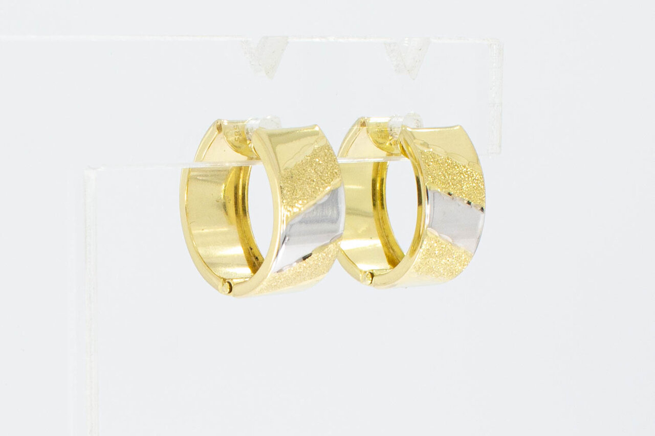 14 Karat bicolor Gold Kreolen - 1,5 cm